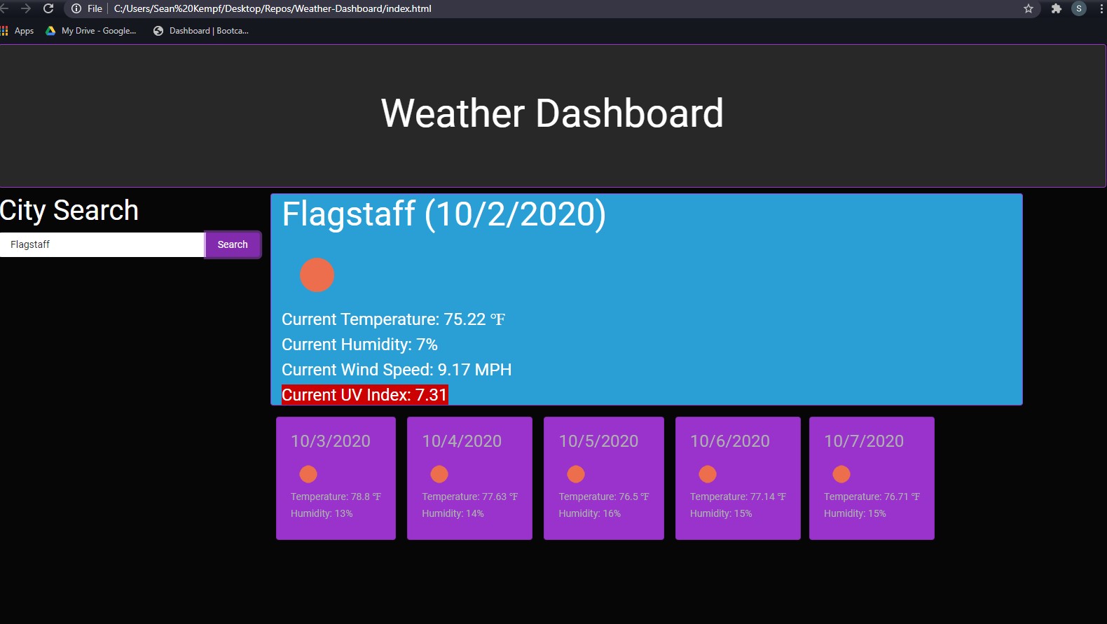 Weather Dashboard Application